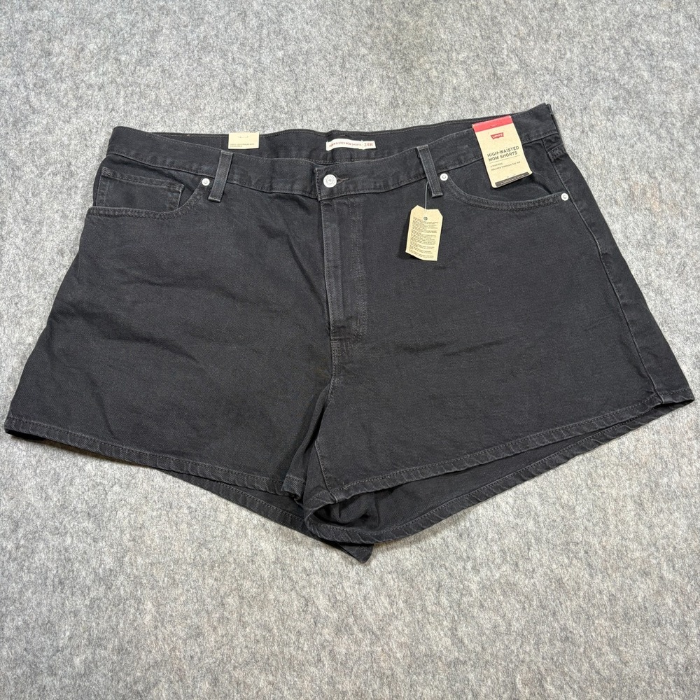 Levi's High Waisted Mom Shorts Women's Size 24W Black Denim Outdoor Beach Casual